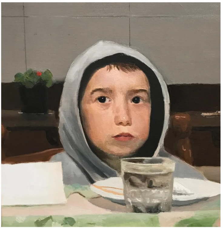 Mateo con vaso de agua, Pepe Baena